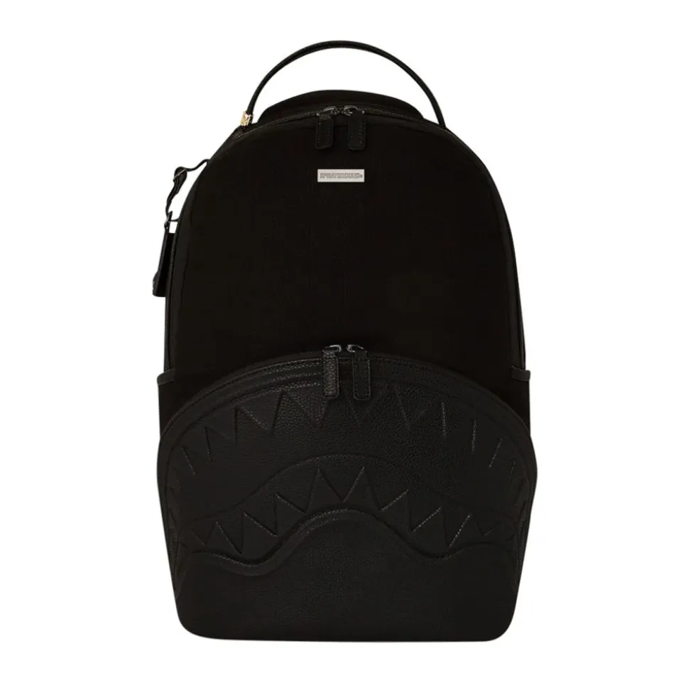 Schwarzer Shark Pocket Canvas Rucksack
