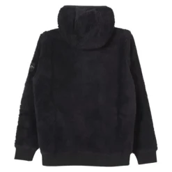Schwarzer Shearling-Pullover mit Nylon-Einsätzen