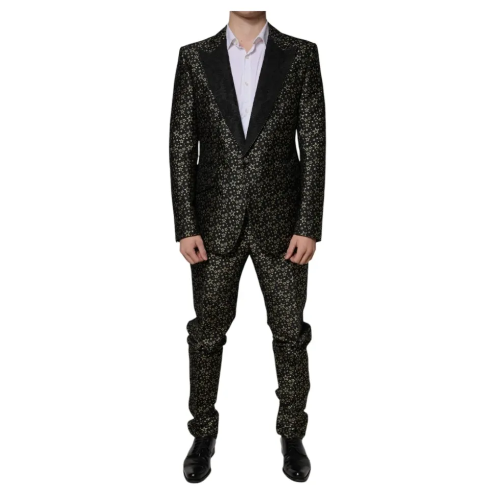 Schwarzer Slim Fit Anzug mit Sternenmuster