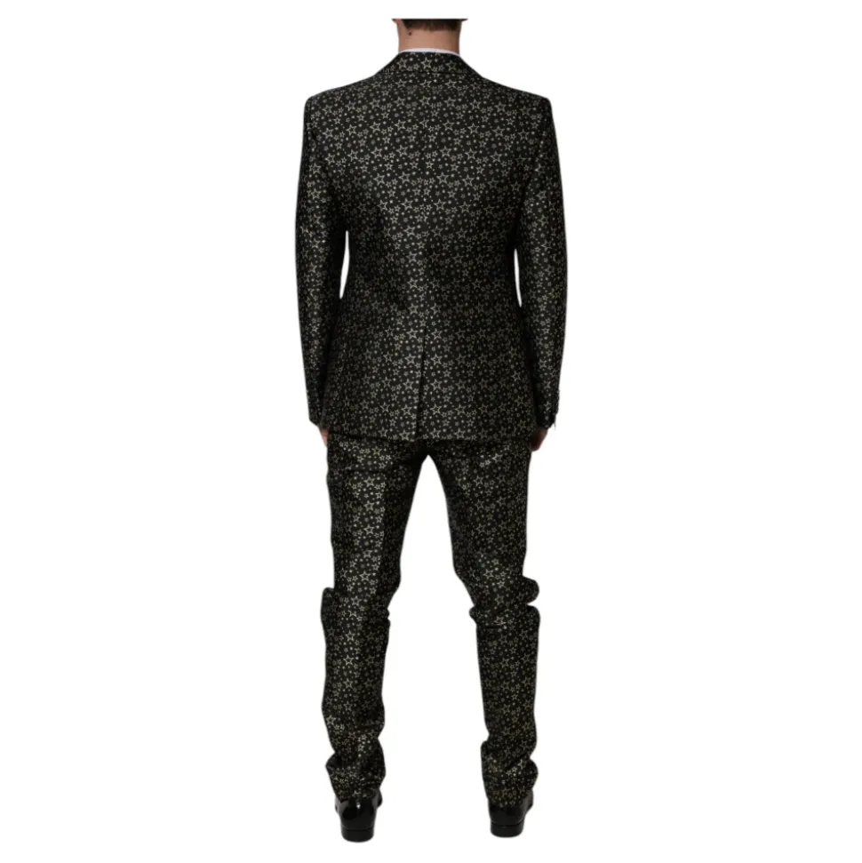 Schwarzer Slim Fit Anzug mit Sternenmuster