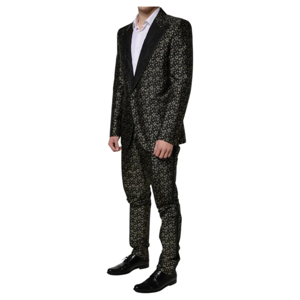 Schwarzer Slim Fit Anzug mit Sternenmuster