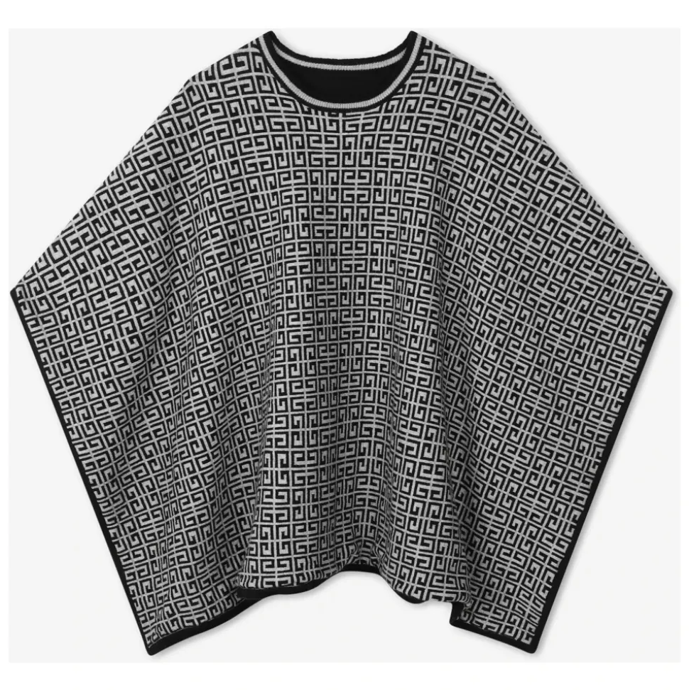 Schwarzer Wendbarer Cape mit Jacquard-Muster