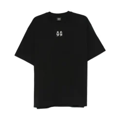 Schwarzes Baumwoll-Crew-Neck-T-Shirt mit Logo