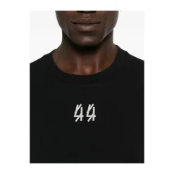 Schwarzes Baumwoll-Crew-Neck-T-Shirt mit Logo