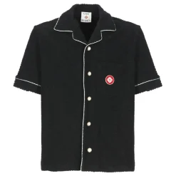 Schwarzes Baumwollhemd mit Monogrammmuster