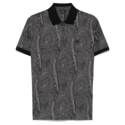 Schwarzes Baumwoll-Poloshirt mit Pegasus-Motiv