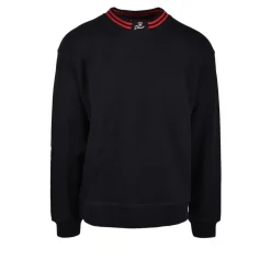 Schwarzes Baumwoll-Sweatshirt mit Rundhalsausschnitt