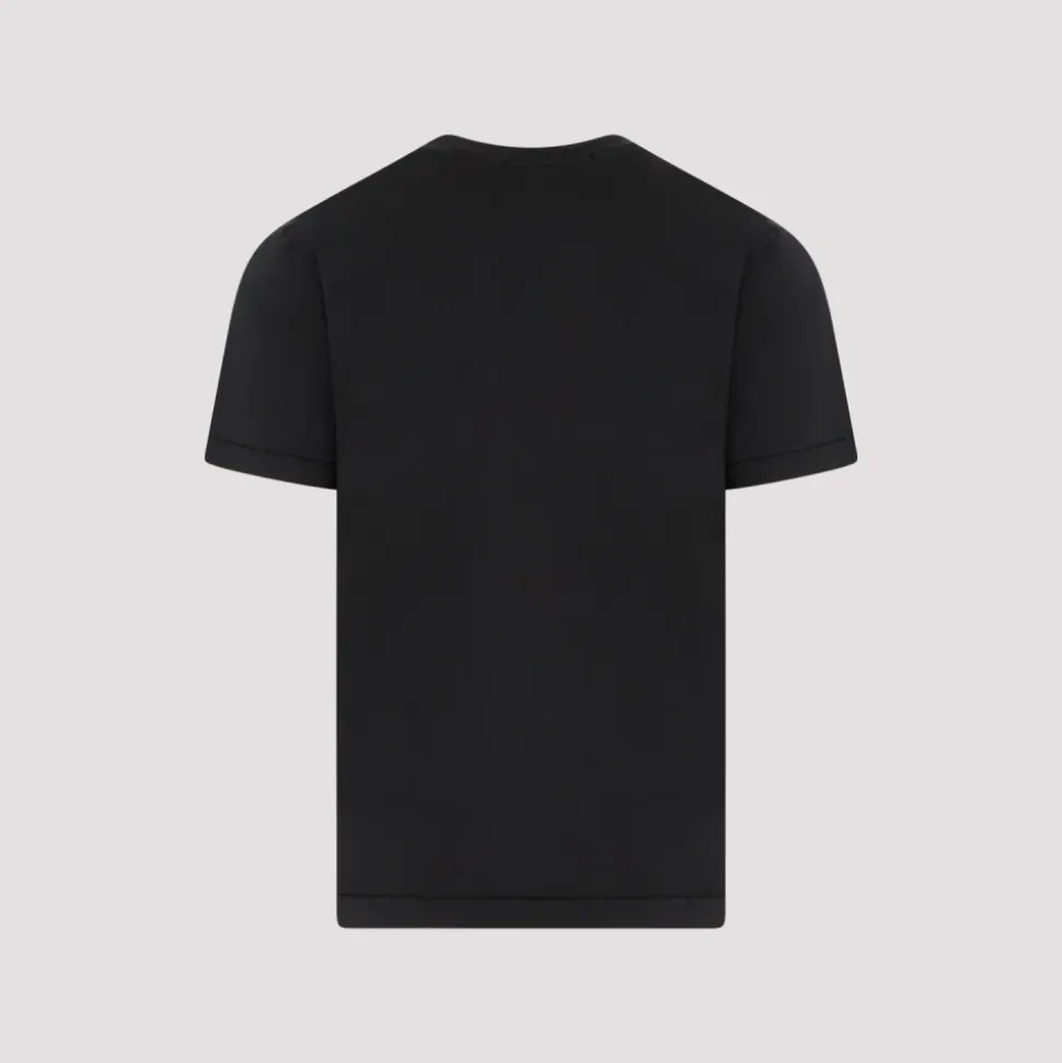 Schwarzes Baumwoll-T-Shirt mit Logolabel