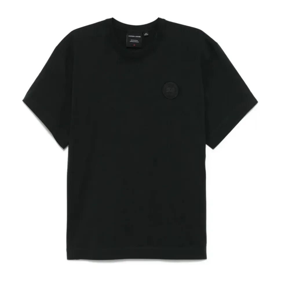Schwarzes Besticktes Logo T-Shirt