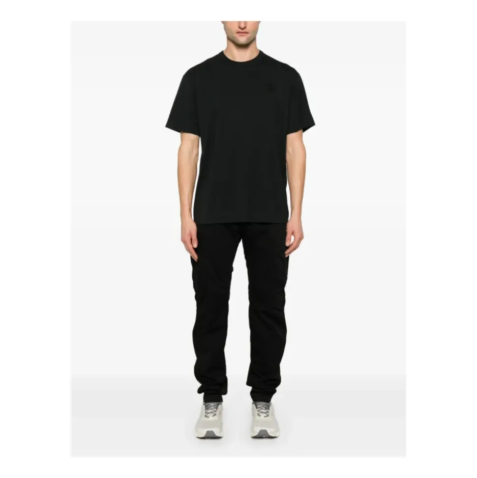 Schwarzes Besticktes Logo T-Shirt