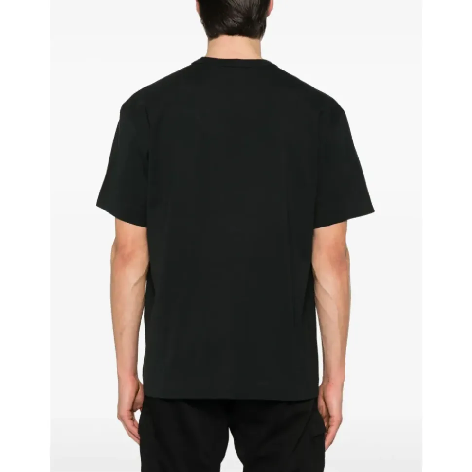 Schwarzes Besticktes Logo T-Shirt