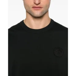 Schwarzes Besticktes Logo T-Shirt