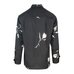 Schwarzes Button-Up Hemd Koreanischer Kragen
