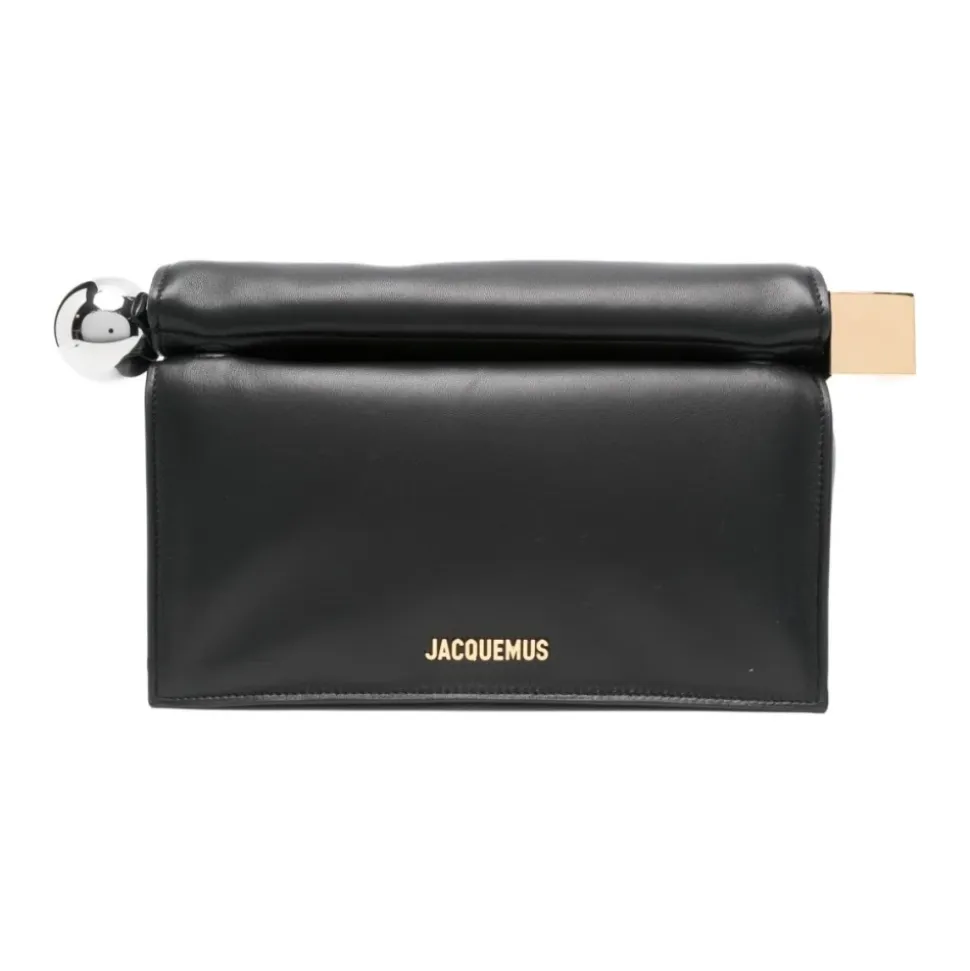 Schwarzes Foldover Top mit Logo-Plakette