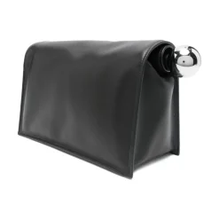 Schwarzes Foldover Top mit Logo-Plakette