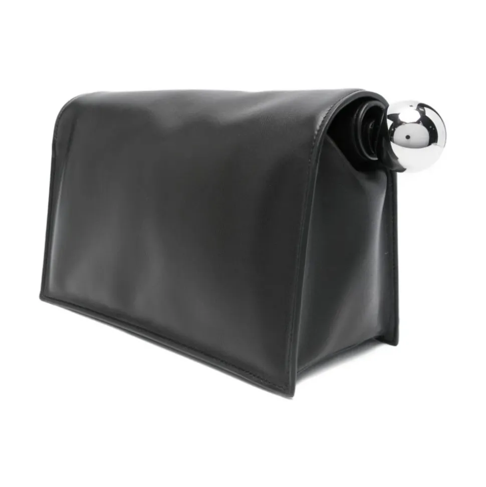 Schwarzes Foldover Top mit Logo-Plakette