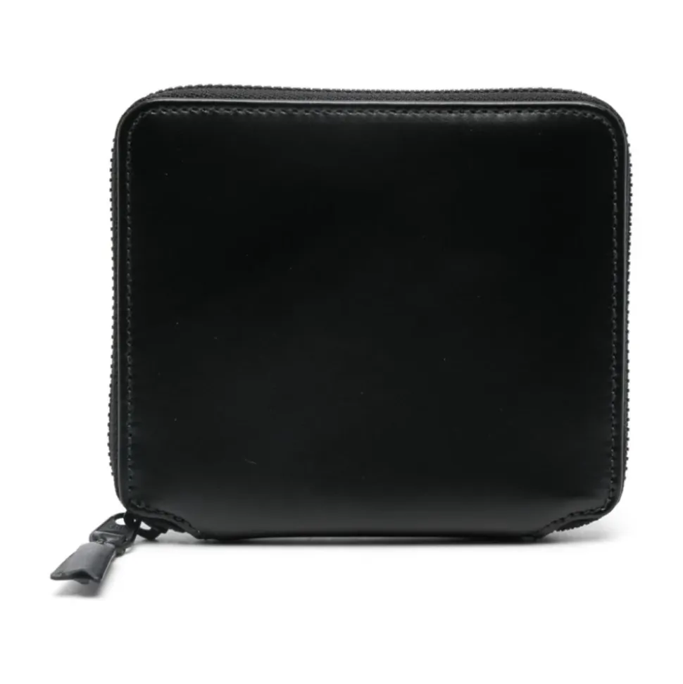 Schwarzes Leder Bi-Fold Portemonnaie