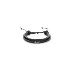Schwarzes Leder Cassandre Logo Armband
