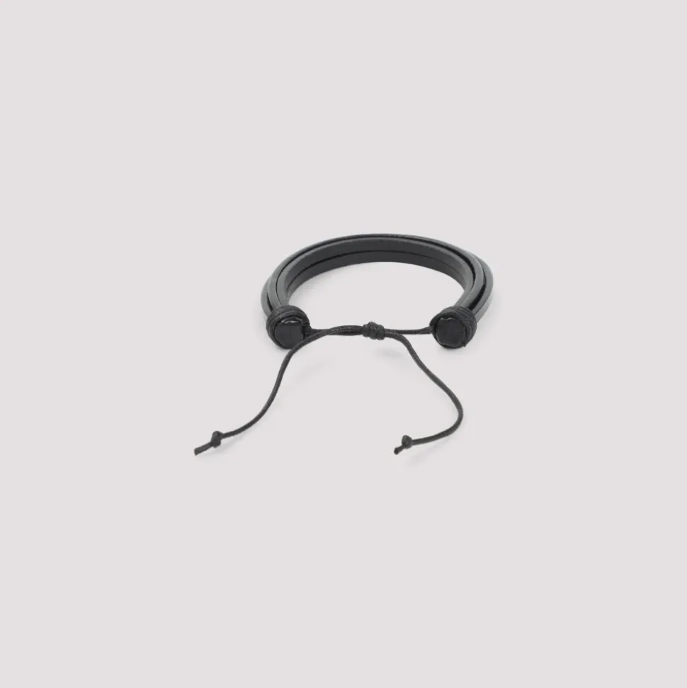 Schwarzes Leder Cassandre Logo Armband
