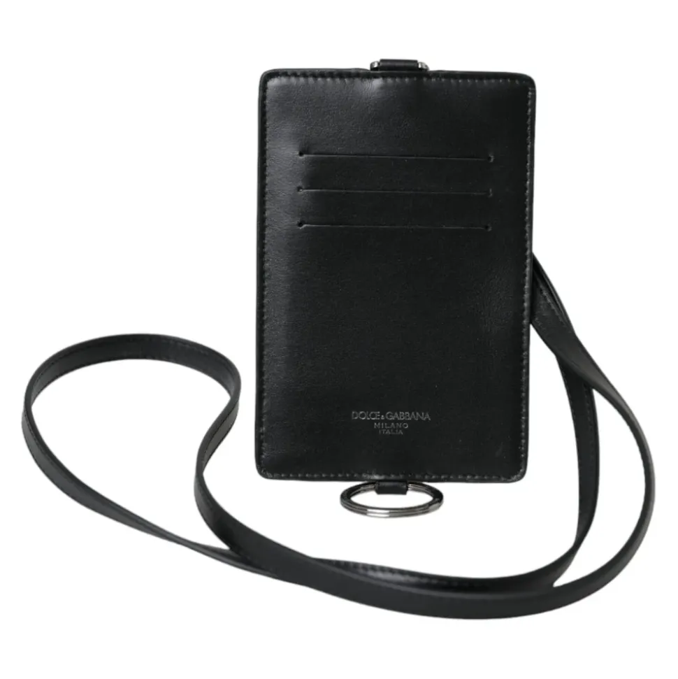 Schwarzes Leder Logo Kartenhalter Brieftasche