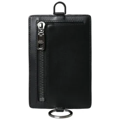 Schwarzes Leder Logo Kartenhalter Brieftasche