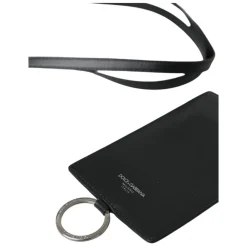 Schwarzes Leder Logo Kartenhalter Brieftasche