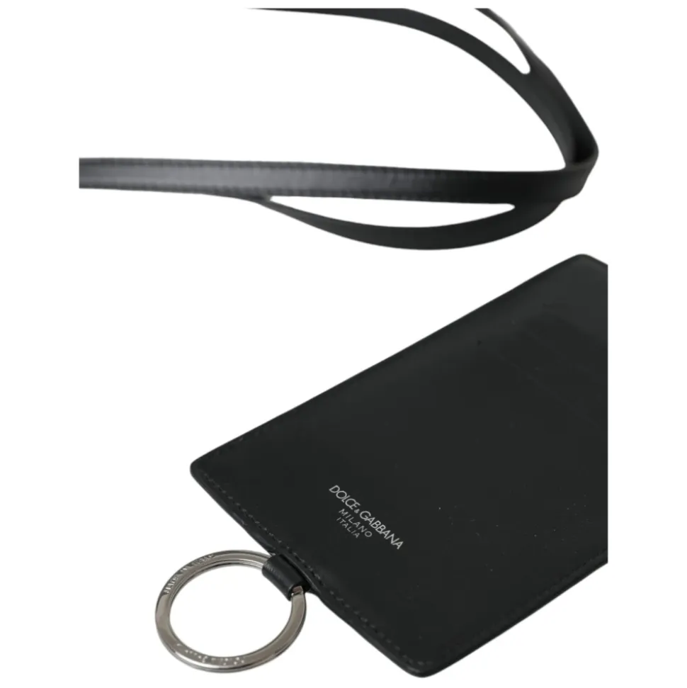 Schwarzes Leder Logo Kartenhalter Brieftasche
