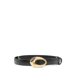 Schwarzes Leder Oval Gürtel