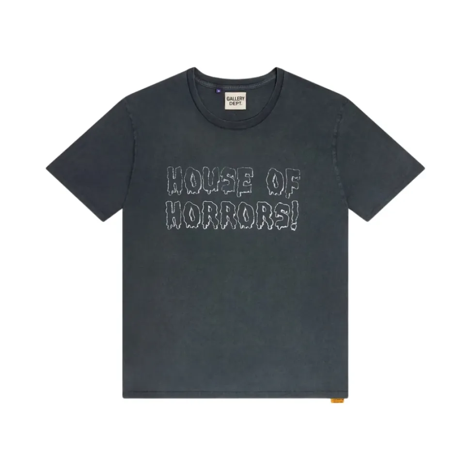 Schwarzes Logo Print Crew Neck T-shirt