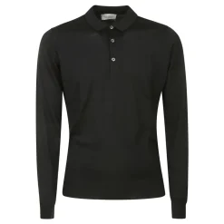 Schwarzes Merinowoll-Poloshirt
