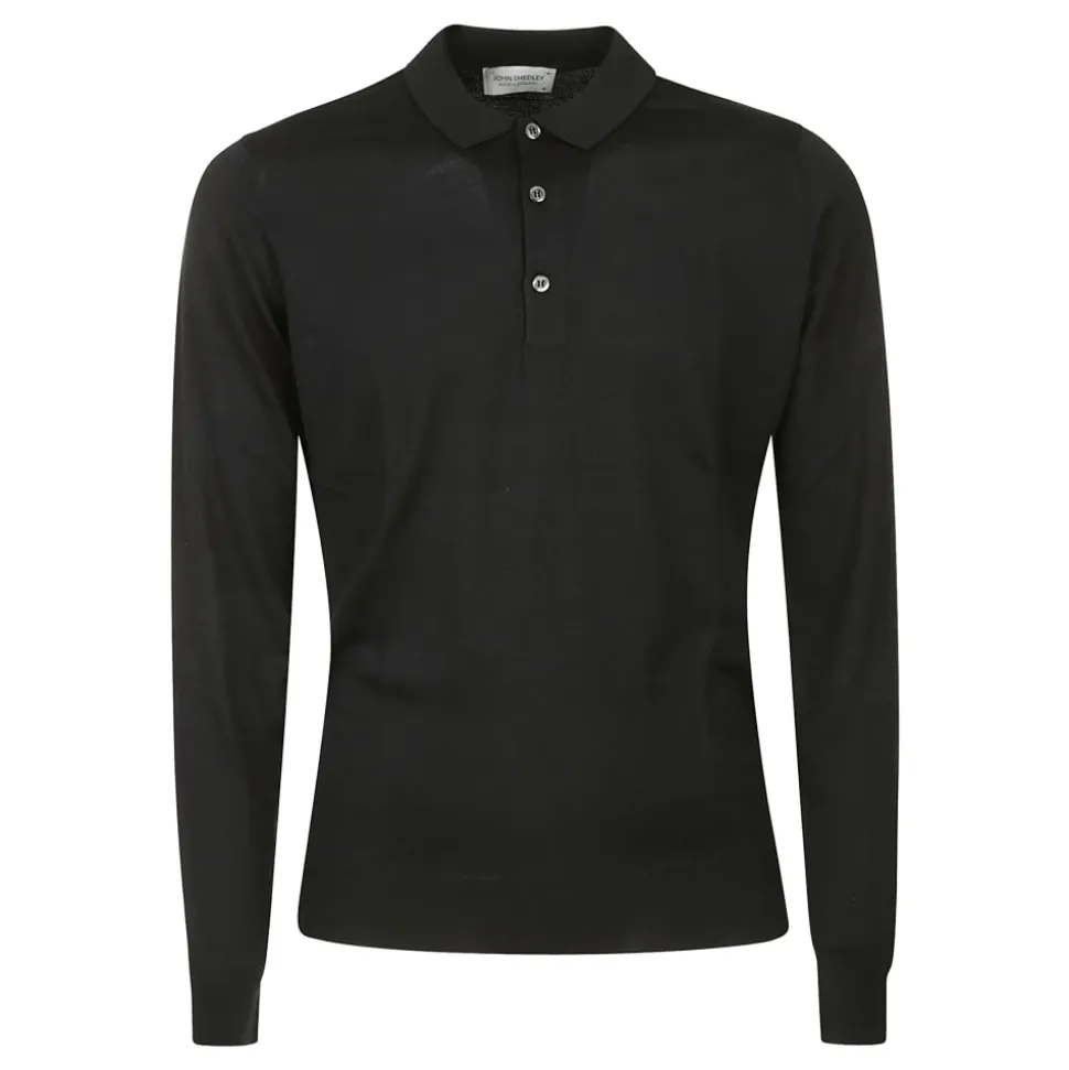 Schwarzes Merinowoll-Poloshirt