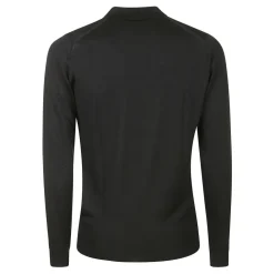Schwarzes Merinowoll-Poloshirt