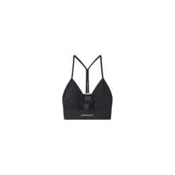 Schwarzes Nylon Fitness Top mit Tüll