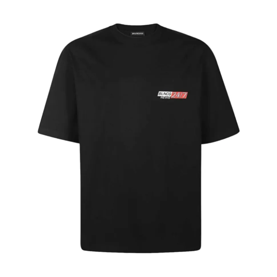 Schwarzes Oversized T-Shirt mit Logo-Print