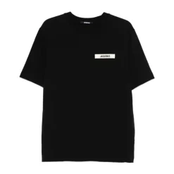 Schwarzes T-Shirt mit Logo-Patch