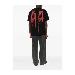 Schwarzes T-Shirt mit Logo-Detail und Rundhalsausschnitt