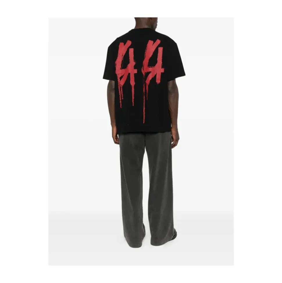 Schwarzes T-Shirt mit Logo-Detail und Rundhalsausschnitt