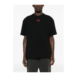 Schwarzes T-Shirt mit Logo-Detail und Rundhalsausschnitt