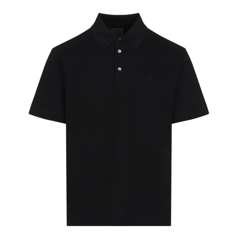 Schwarzes T-Shirt mit Polokragen