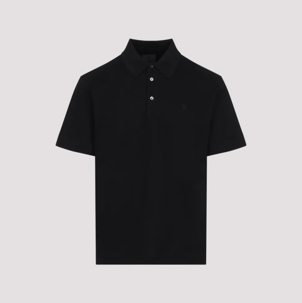 Schwarzes T-Shirt mit Polokragen