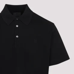 Schwarzes T-Shirt mit Polokragen
