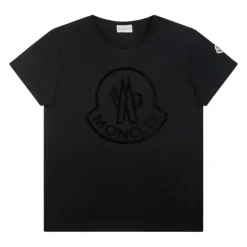 Schwarzes T-Shirt mit Strass-Logo