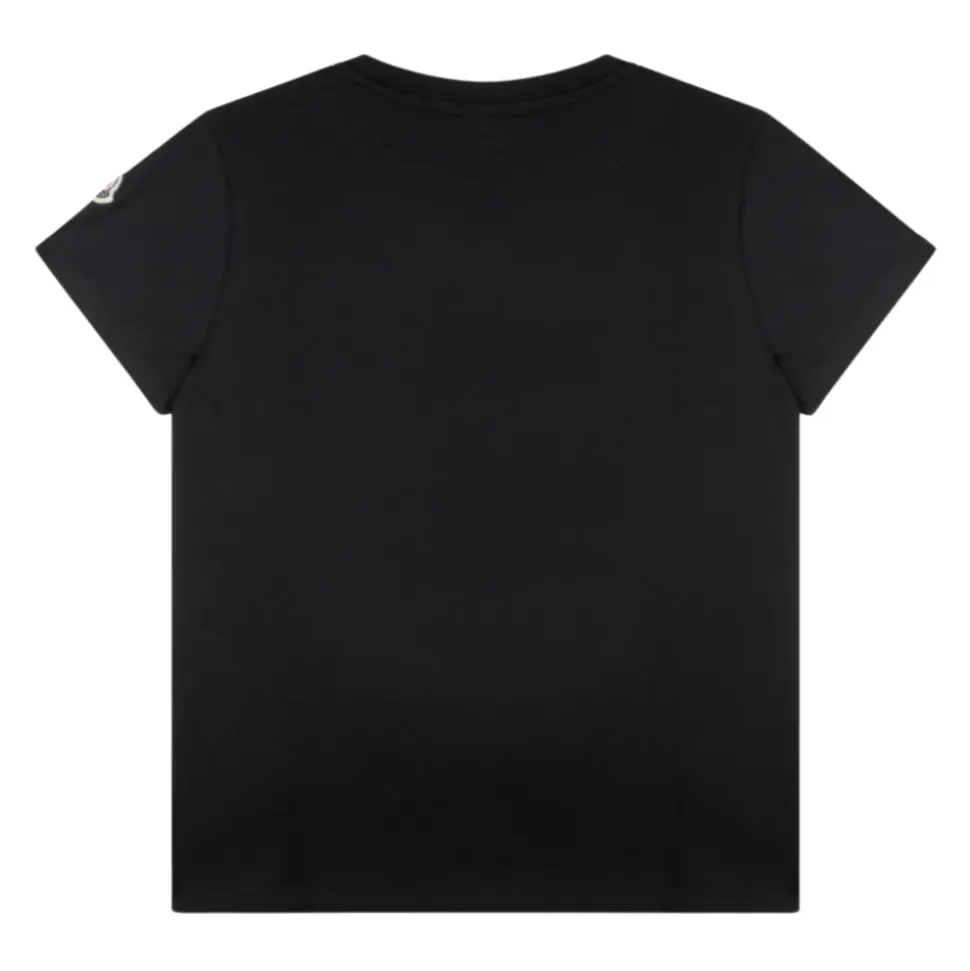 Schwarzes T-Shirt mit Strass-Logo