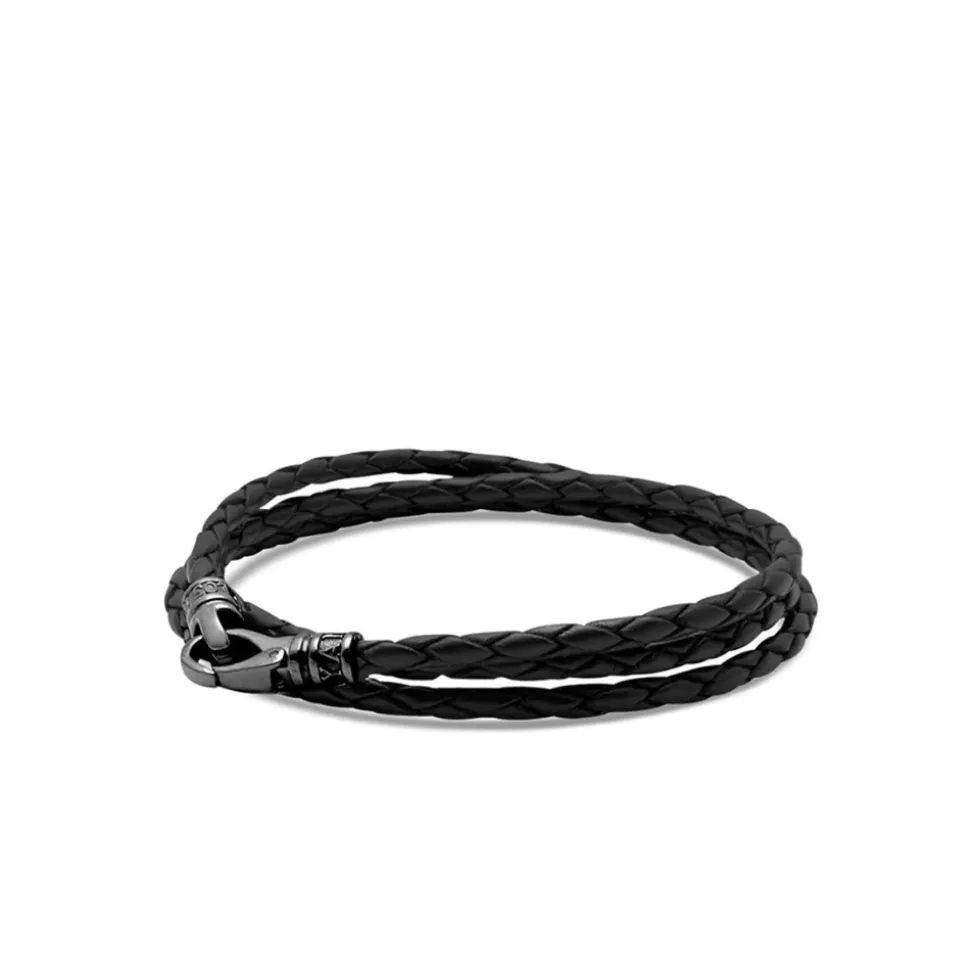 Schwarzes Wickel-Lederarmband