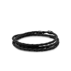 Schwarzes Wickel-Lederarmband