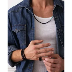 Schwarzes Wickel-Lederarmband