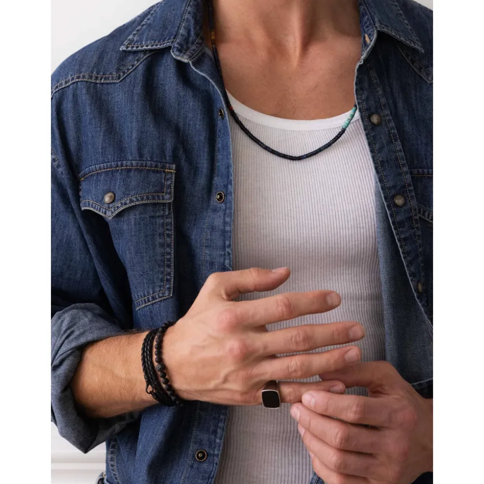 Schwarzes Wickel-Lederarmband