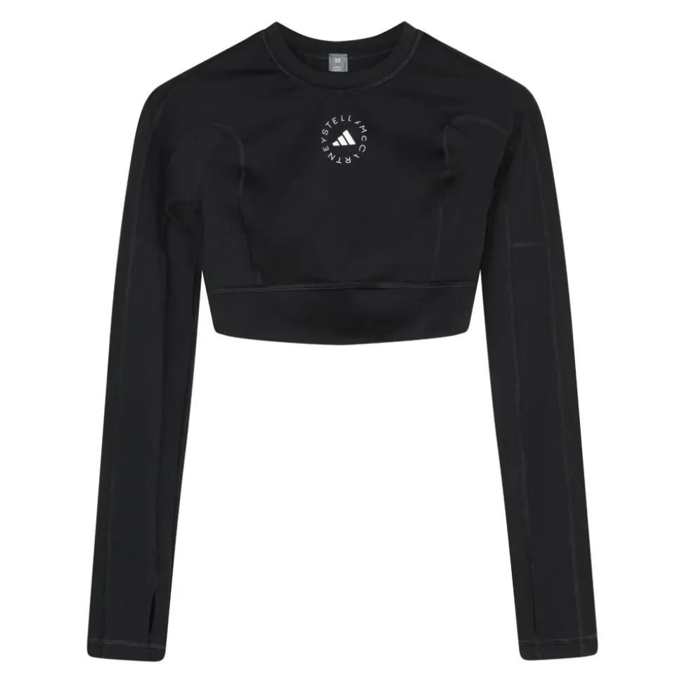 Schwarzes Yoga Cropped LS Top
