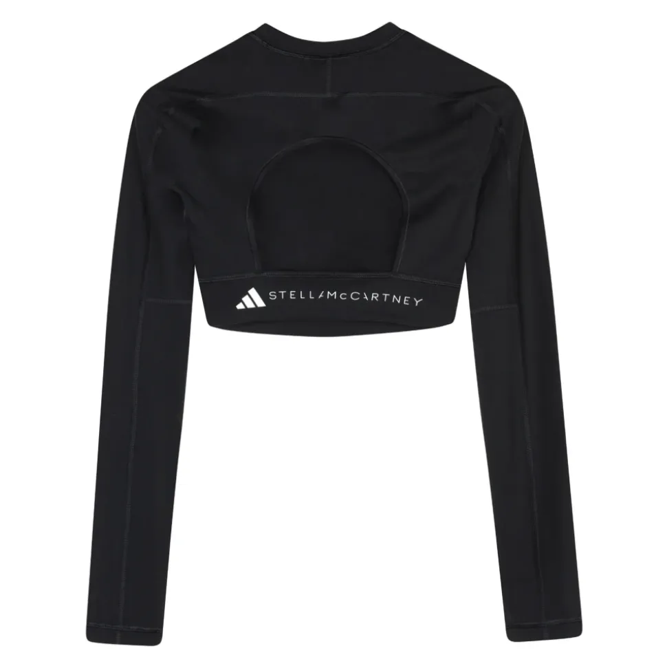 Schwarzes Yoga Cropped LS Top