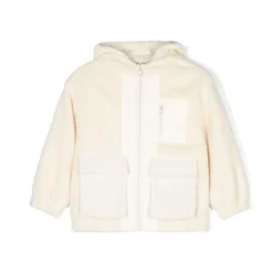 Shearling Jacke mit Kapuze Cremeweiß